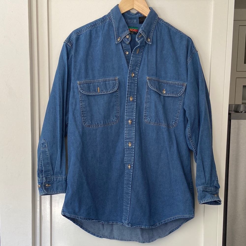 Tango by Max Raab Blue Denim Button-Down Work Shirt